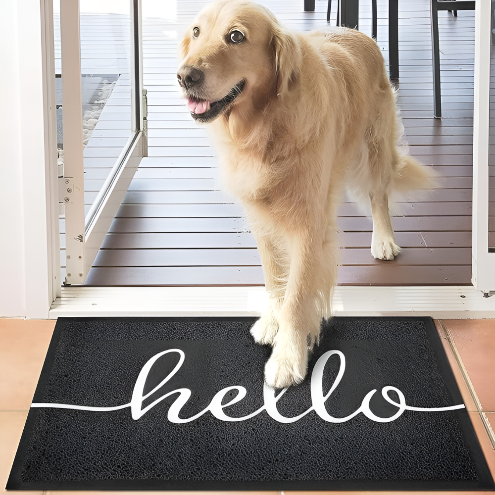 Welcome Mat Outdoor with PVC Loop Texture and Non-Slip Rubber Backing Cat