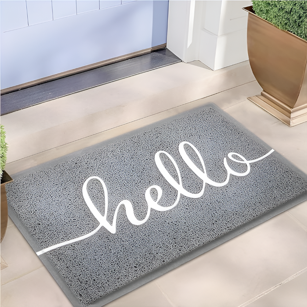 Welcome Mat Outdoor with PVC Loop Texture and Non-Slip Rubber Backing Cat