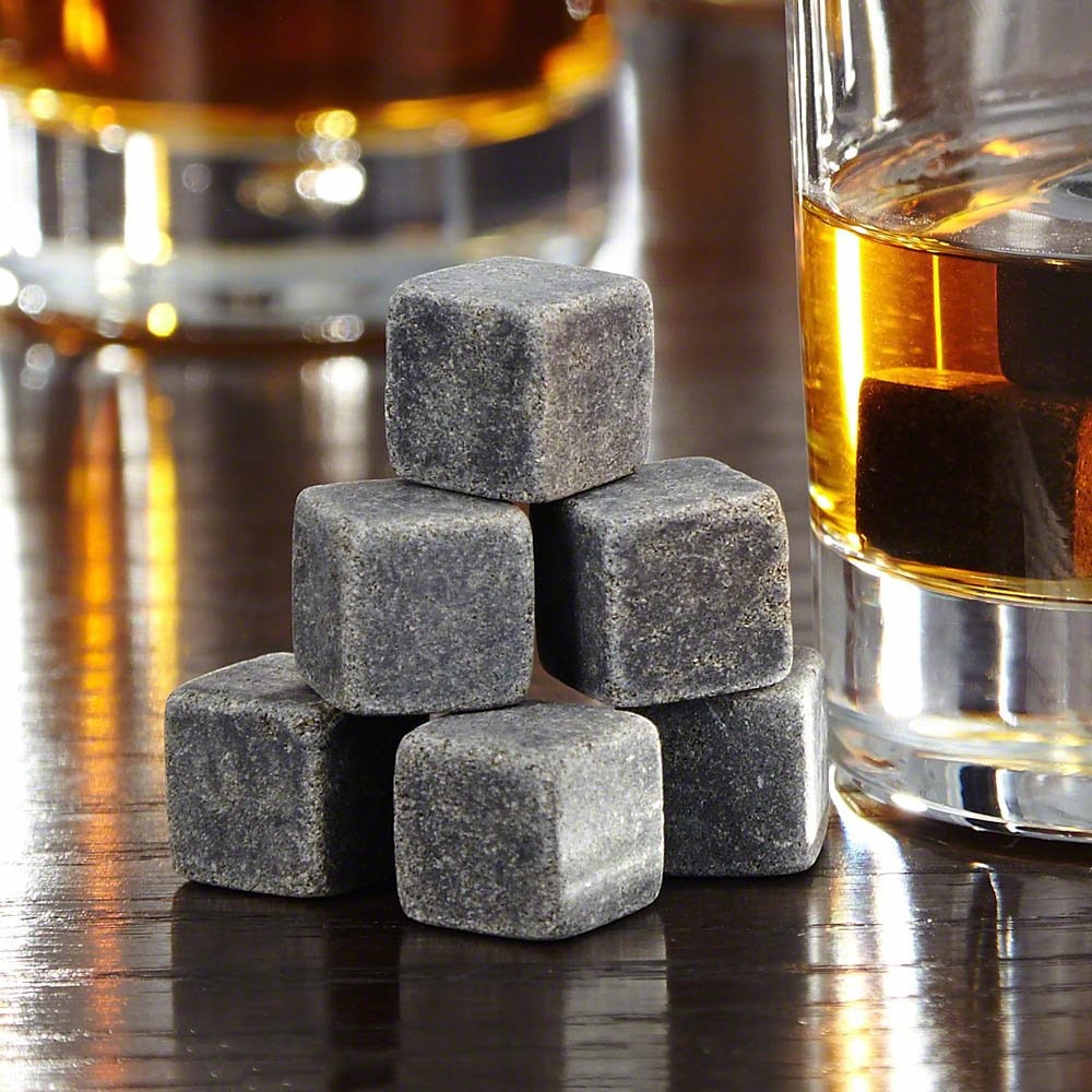Whiskey Cubes Ice and Soapstone Stones with Reusable Chilling Rocks Set of 9 Cool