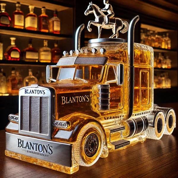 Whiskey Decanter and Glass Set with Semi Truck Design and Chrome Accents Personalised