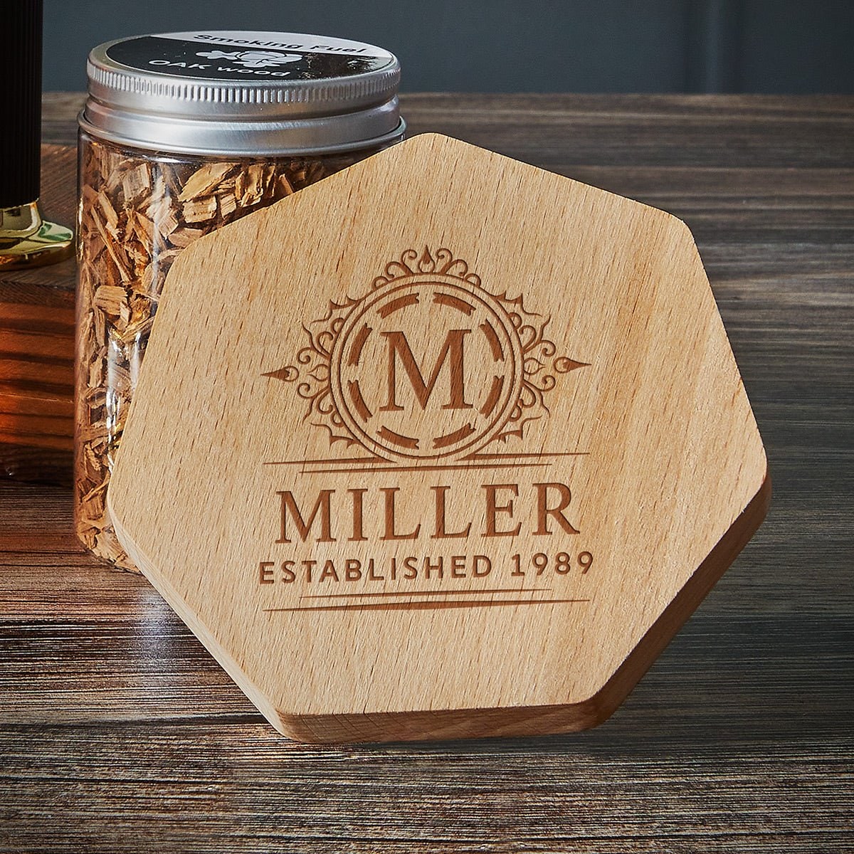 Whiskey Smoker Kit and Cocktail with Wooden Hexagonal Design for Smoked Old Fashioned Drinks