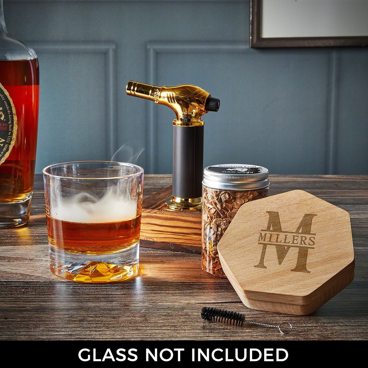 Whiskey Smoker Kit and Cocktail with Wooden Hexagonal Design for Smoked Old Fashioned Drinks