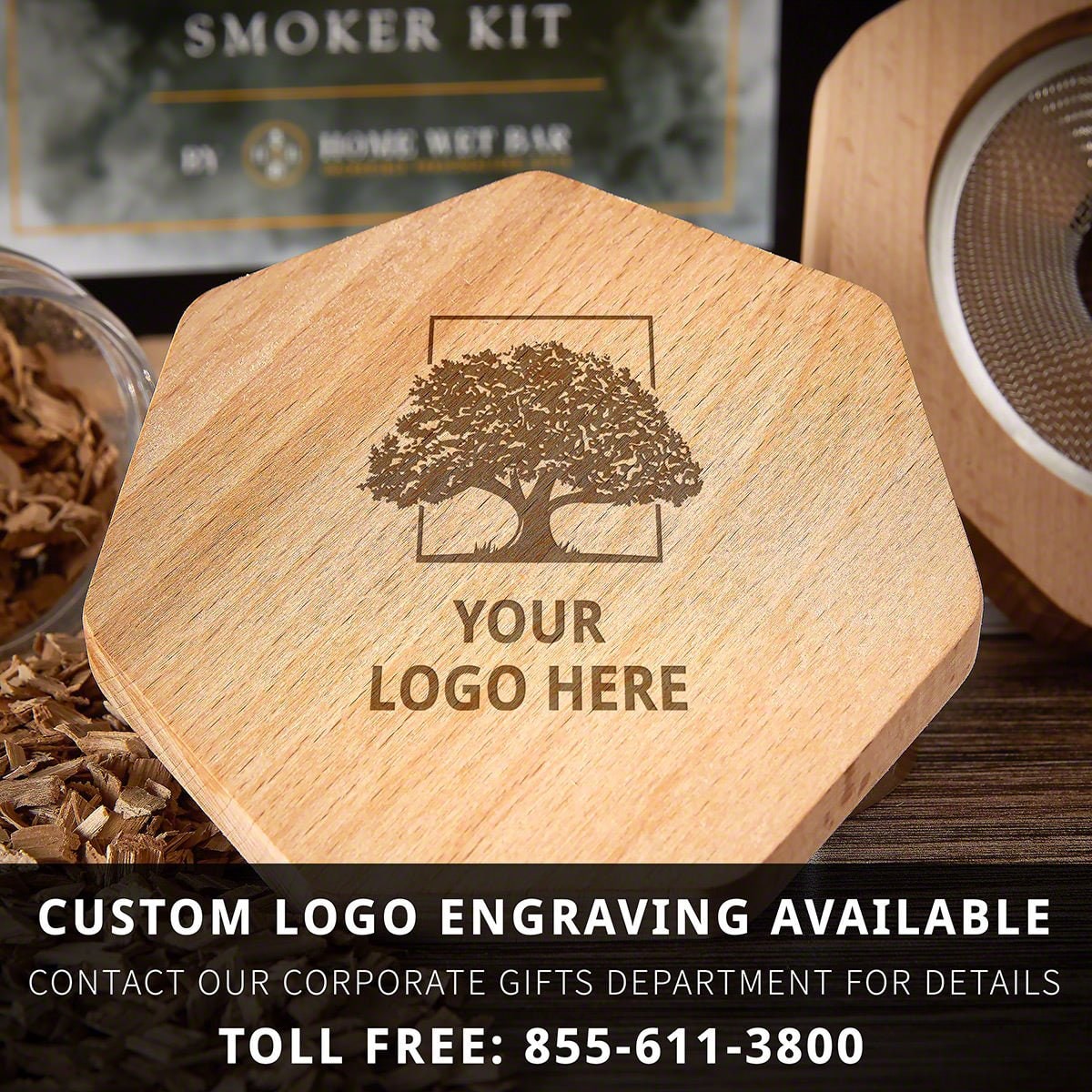 Whiskey Smoker Kit and Cocktail with Wooden Hexagonal Design for Smoked Old Fashioned Drinks