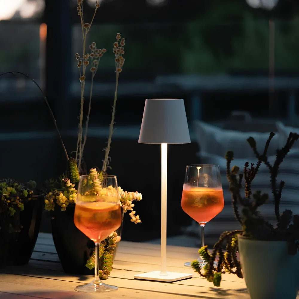Tall Dimmable Table Lamp Touch‑Control Rechargeable LED Light