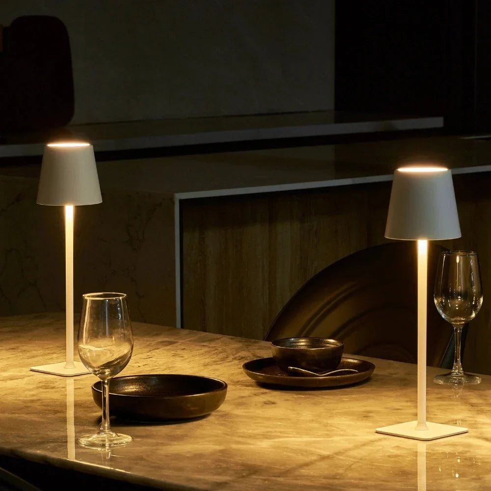 Tall Dimmable Table Lamp Touch‑Control Rechargeable LED Light