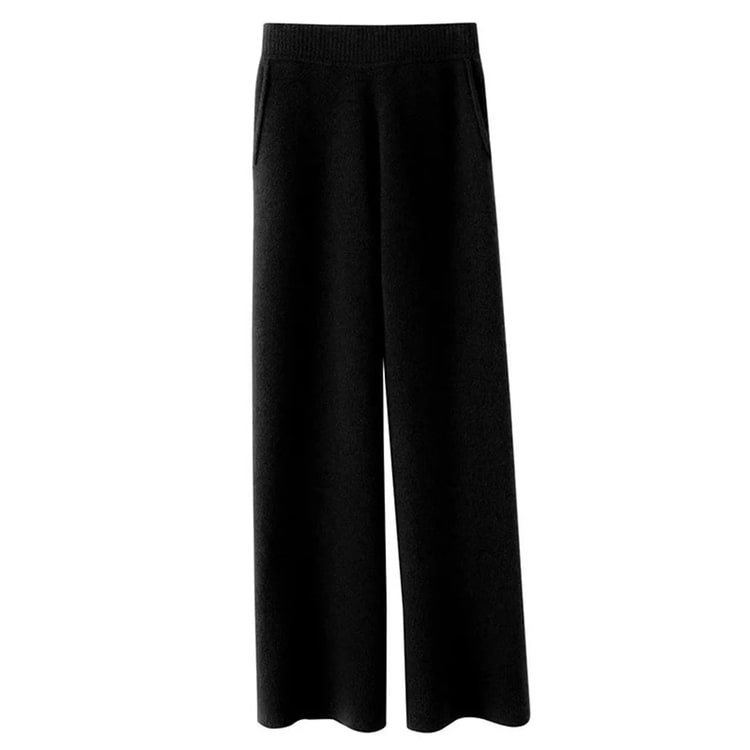 Wide Leg Pants Women's Knit High Waisted Soft Pockets Seamless Cashmere