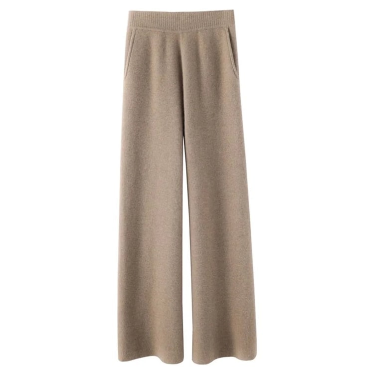 Wide Leg Pants Women's Knit High Waisted Soft Pockets Seamless Cashmere