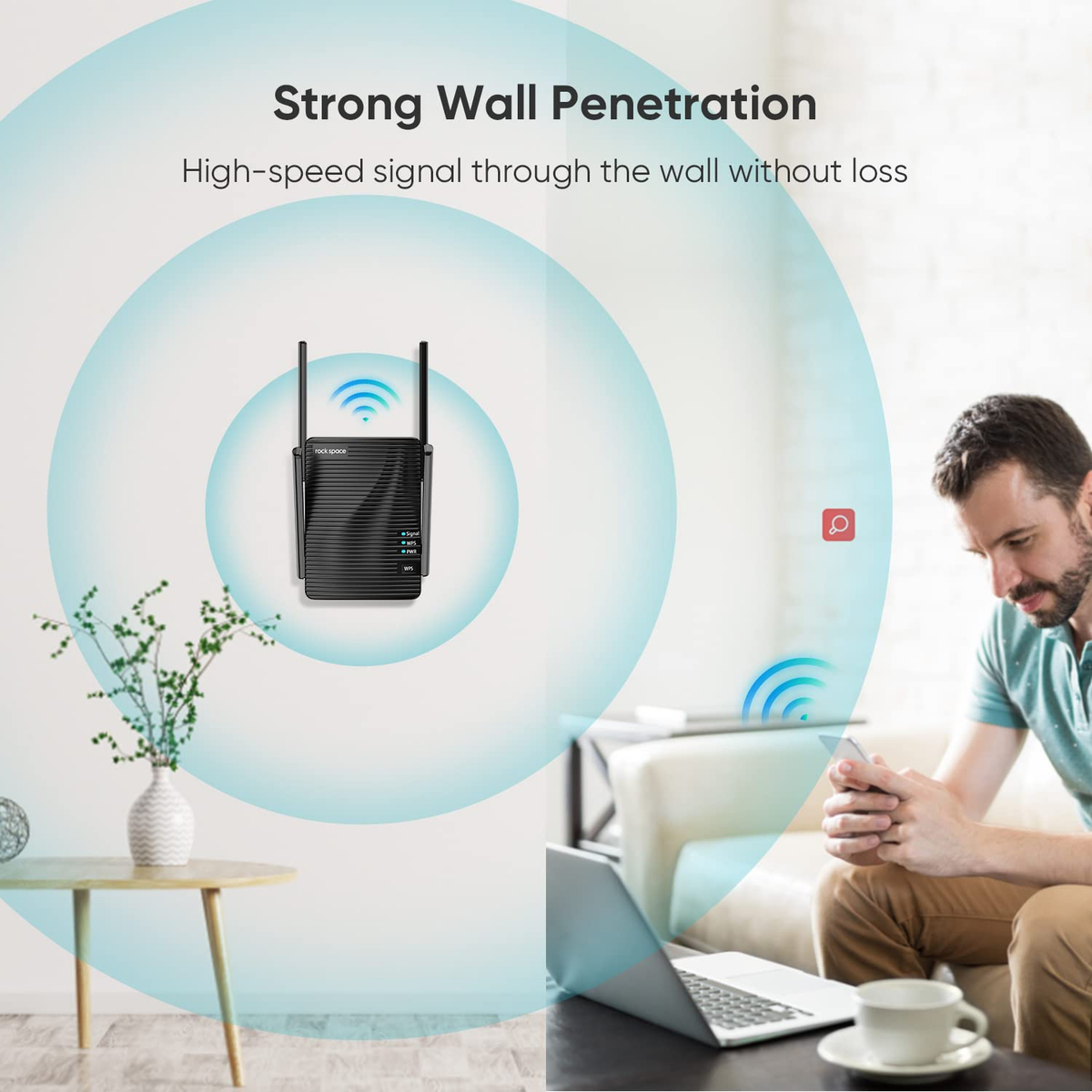 WIFI Extender with Four Antennas Wireless Internet and Booster for Home Coverage Rv