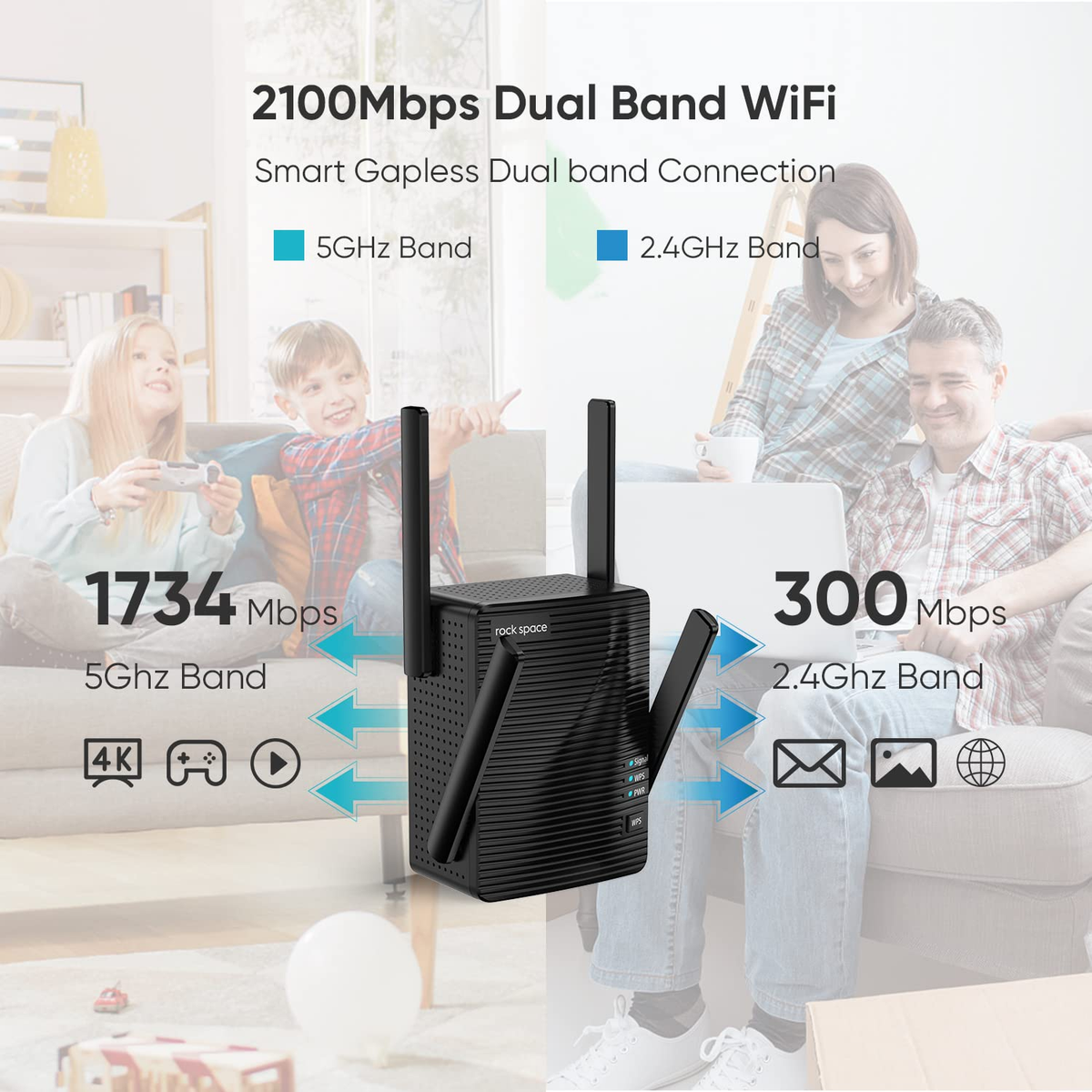 WIFI Extender with Four Antennas Wireless Internet and Booster for Home Coverage Rv