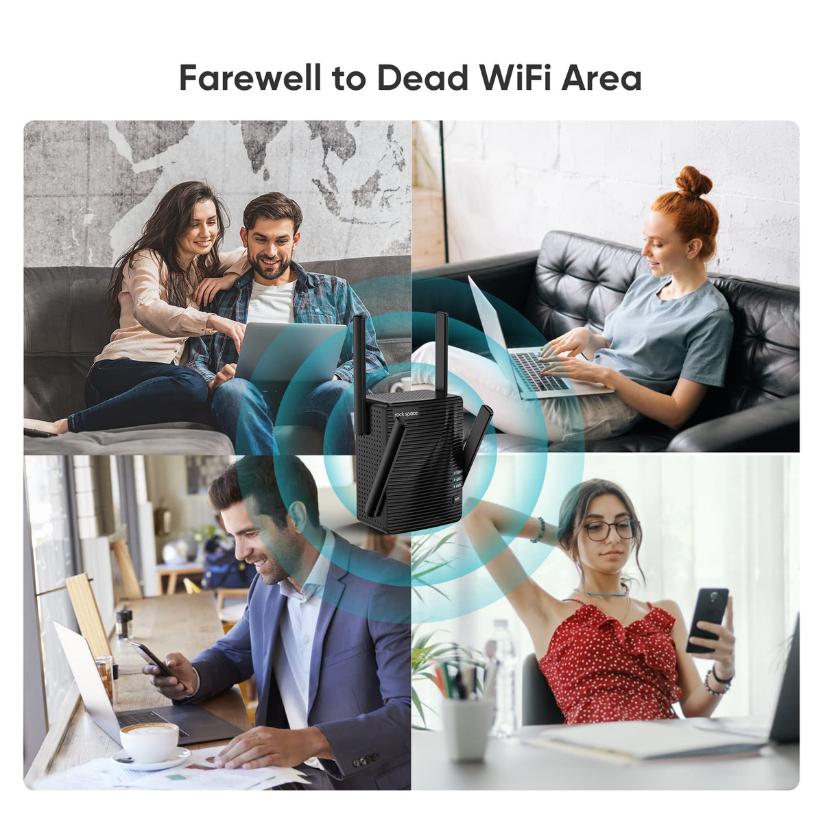 WIFI Extender with Four Antennas Wireless Internet and Booster for Home Coverage Rv