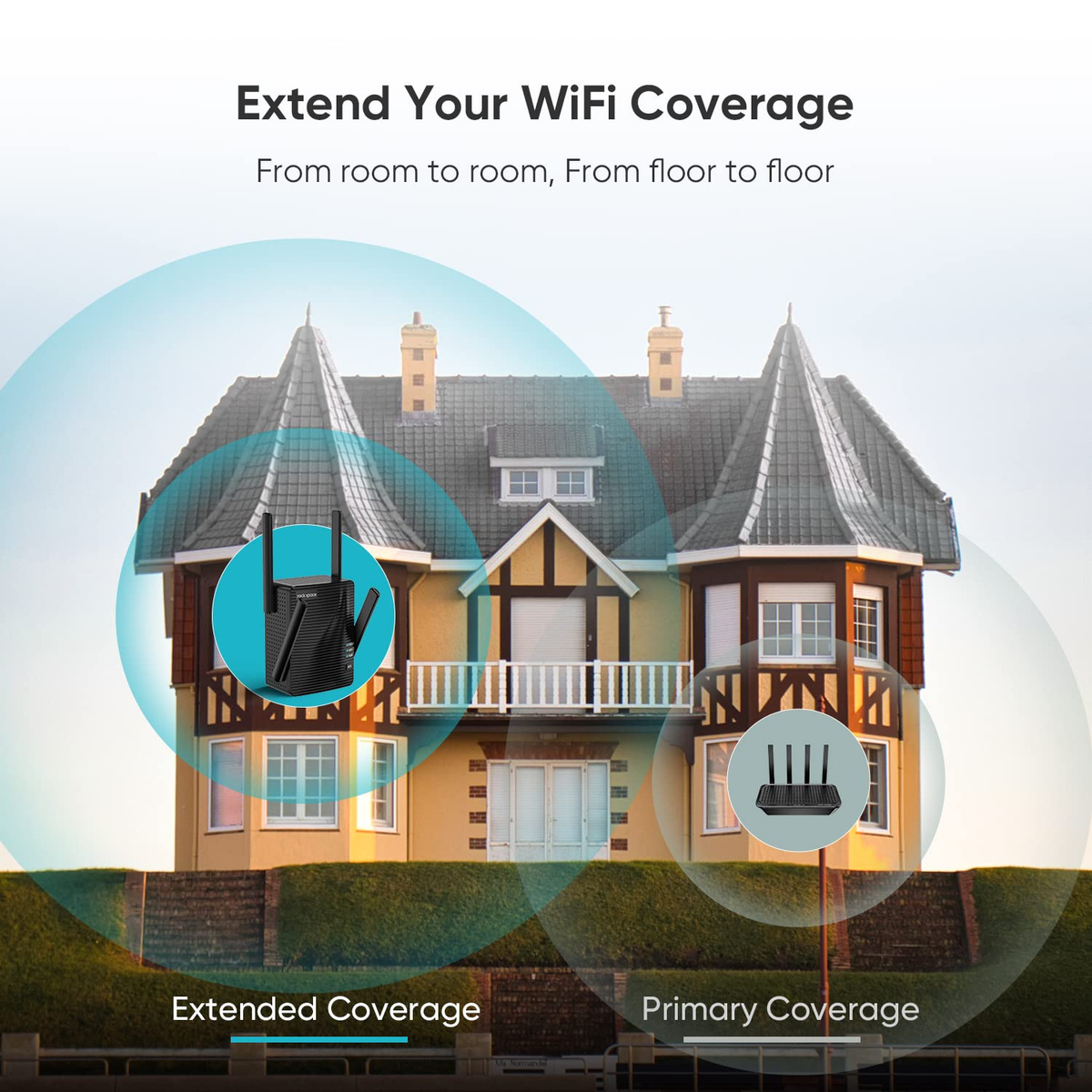 WIFI Extender with Four Antennas Wireless Internet and Booster for Home Coverage Rv