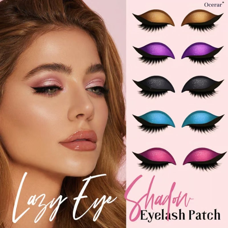Winged Eyeliner Stickers with False Lashes and Glitter Eyeshadow