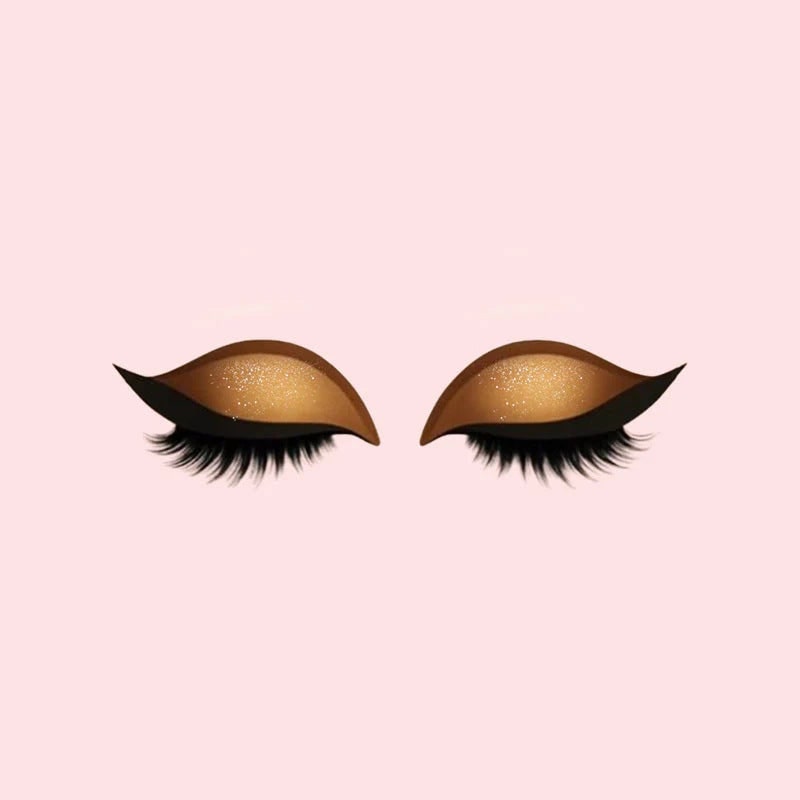 Winged Eyeliner Stickers with False Lashes and Glitter Eyeshadow