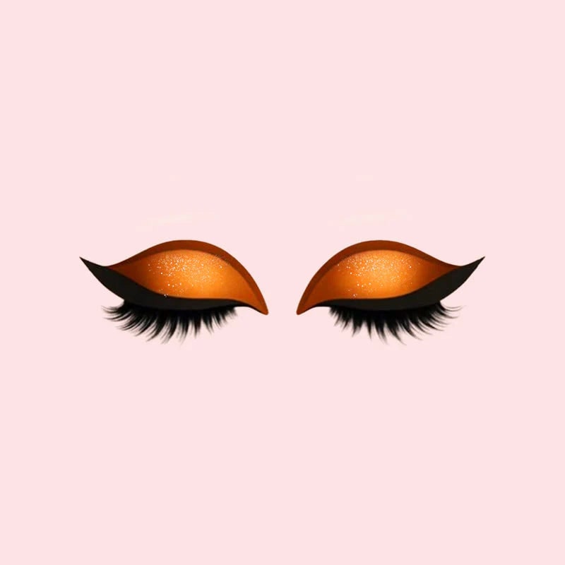 Winged Eyeliner Stickers with False Lashes and Glitter Eyeshadow