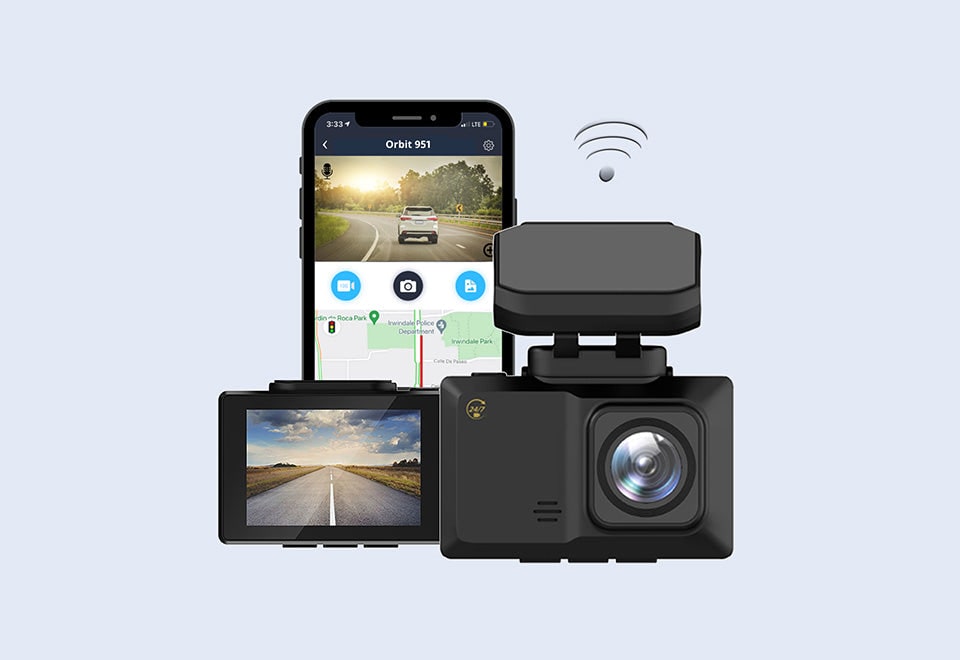 Wireless Dash Camera with Front and Rear for Car 1080p HD Dashboard with Lcd Screen and App Control