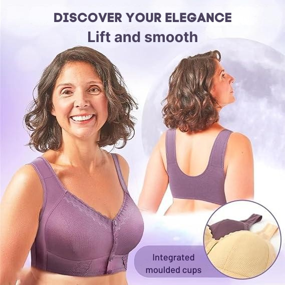 Wireless Front Closure Bra Seamless Molded Cups Wide Band
