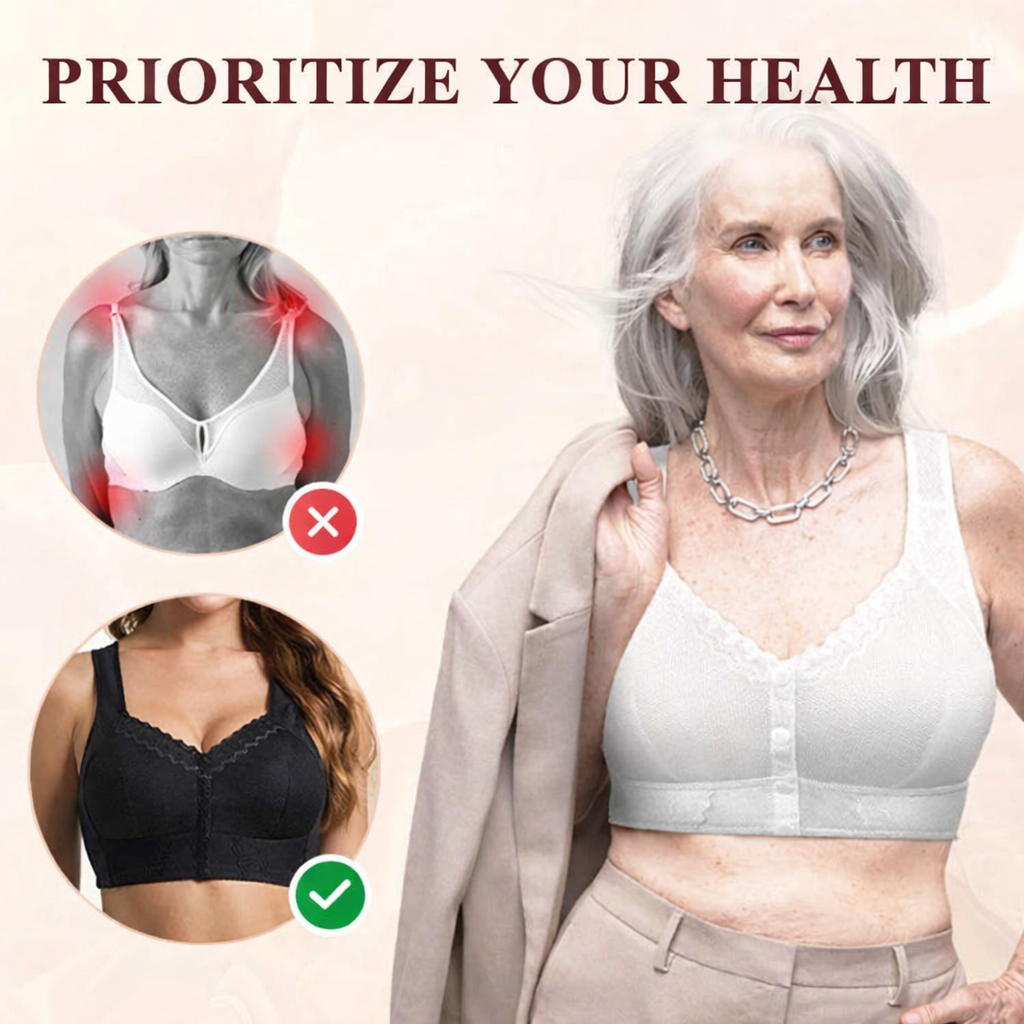 Wireless Front Closure Bra Seamless Molded Cups Wide Band