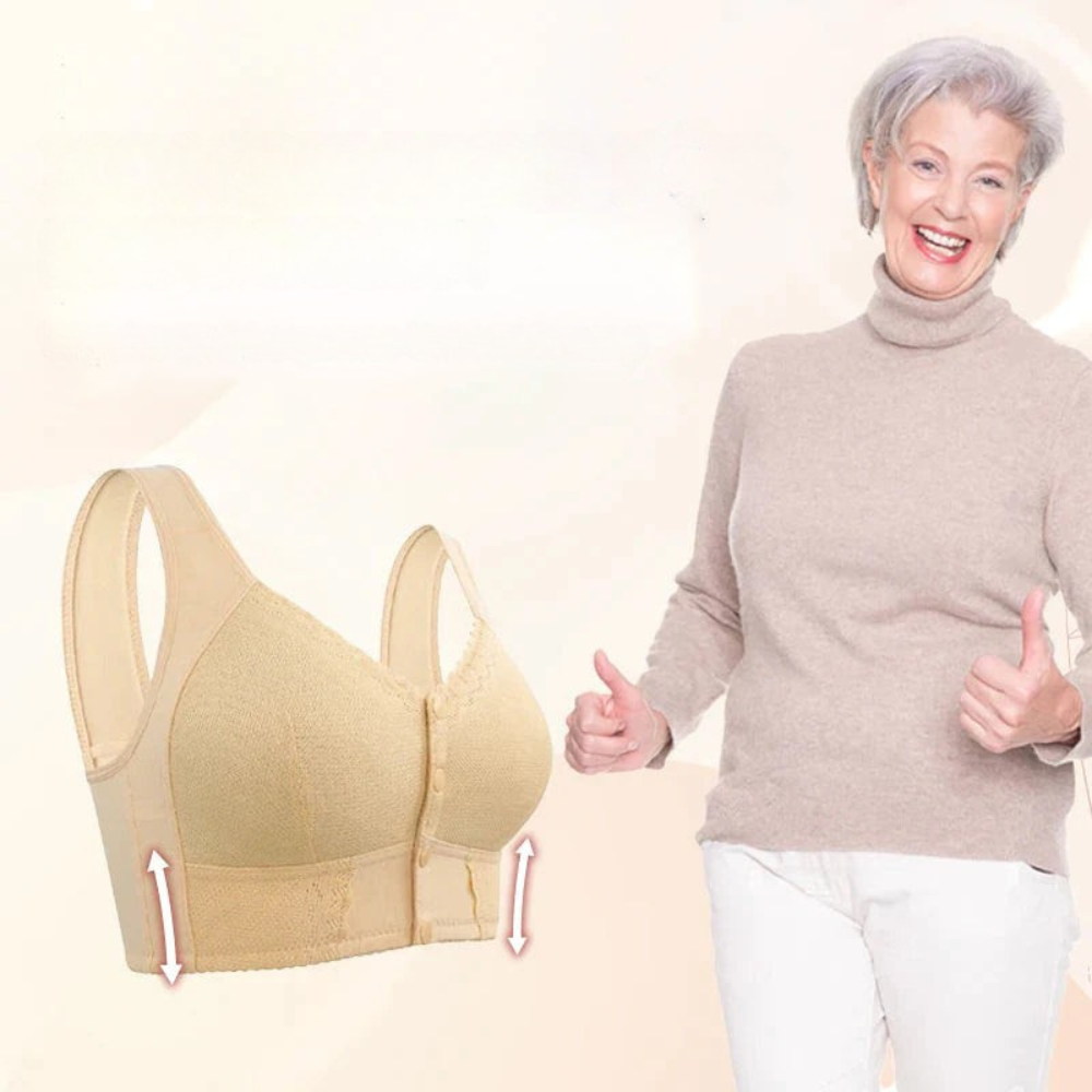 Wireless Front Closure Bra Seamless Molded Cups Wide Band