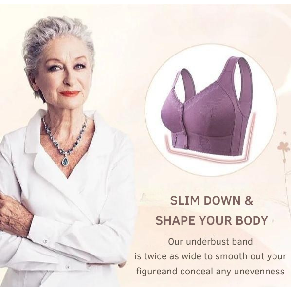Wireless Front Closure Bra Seamless Molded Cups Wide Band