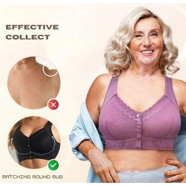 Wireless Front Closure Bra Seamless Molded Cups Wide Band