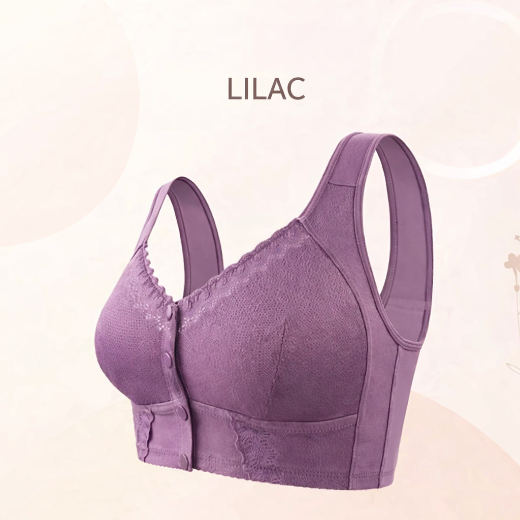 Wireless Front Closure Bra Seamless Molded Cups Wide Band