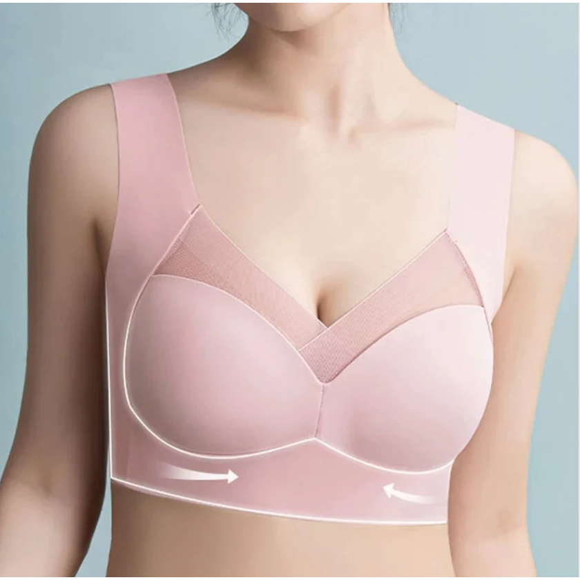 Wireless Push Up Bra Comfort Seamless Mesh Removable Pad Wide Strap No Wire