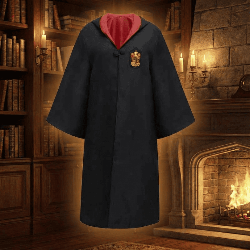 Wizard Costume Robe Hooded Embroidered Ankle Length
