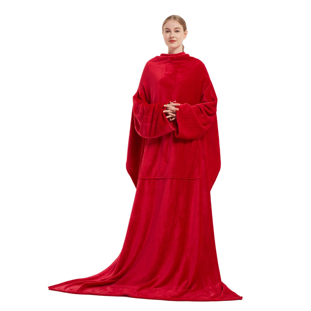 Women's Blanket with Sleeves Wearable Fleece Robe with Front Pocket and Long Oversized Fit