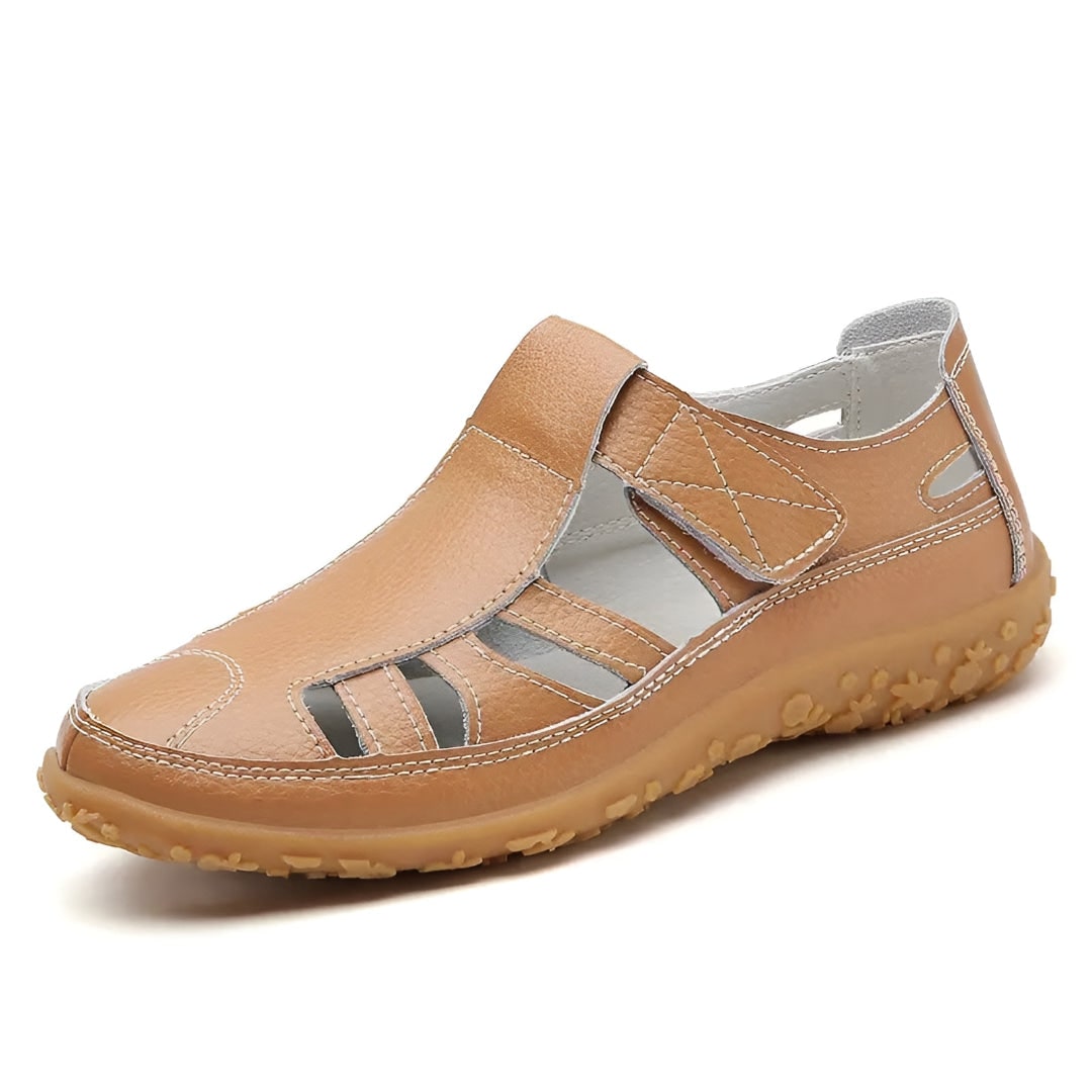 Women's Comfortable Closed Toe Cutout Sandals with Straps Walking Flat Heel Summer
