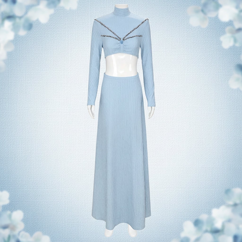 Women's Halloween Cosplay Princess Costume Dress with Satin Cape and Halter Neck for Fantasy Events