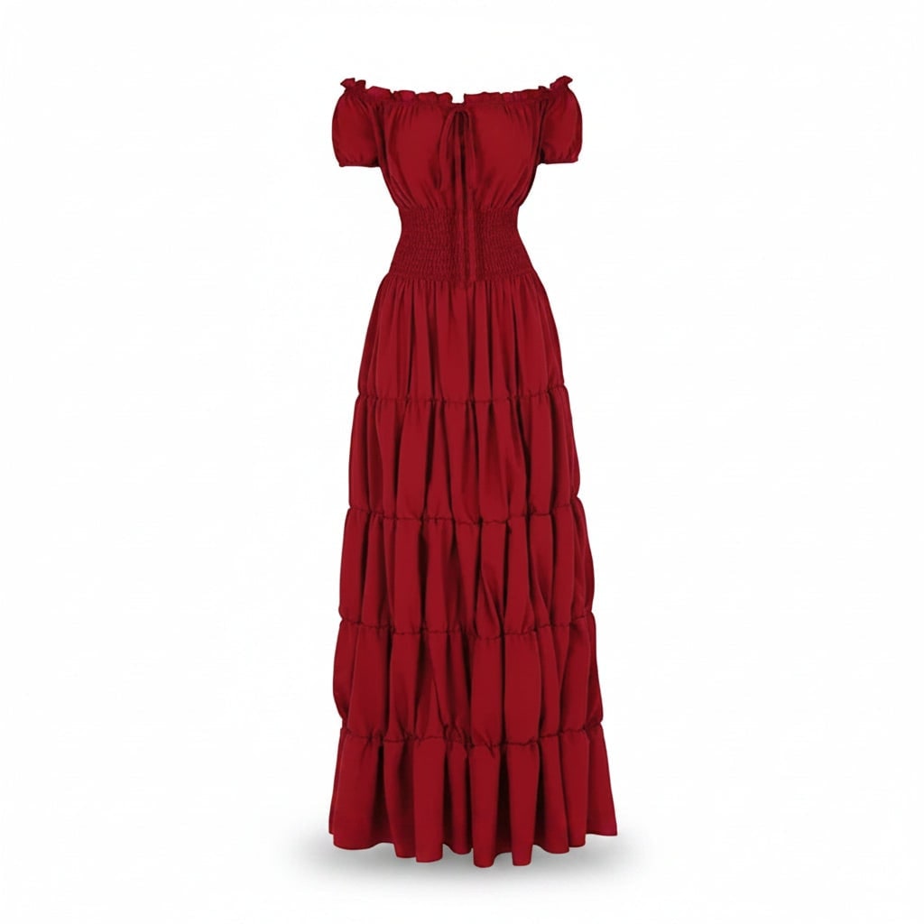 Women's Halloween Maxi Dress Off-Shoulder Boho Peasant with Smocked Waist Dresses