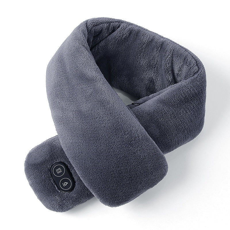 Women's Heated Scarf Neck Wrap with Plush Fleece and Vibration Massage for Cashmere