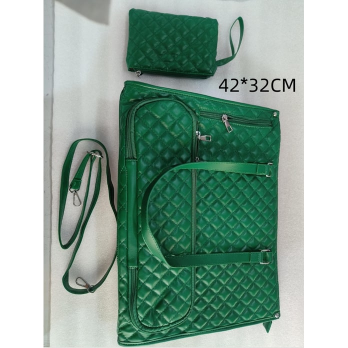 Women's Insulated Lunch Bag Tote with Quilted Faux Leather and Matching Wristlet Purse