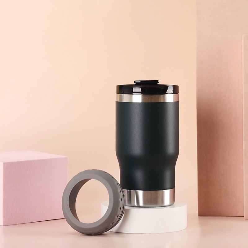 Women's Insulated Travel Mug and Coffee with Stainless Steel Leak Proof Lid Non-Slip Silicone Ring