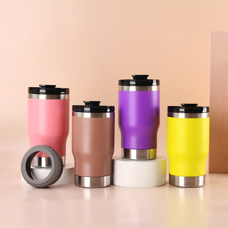 Women's Insulated Travel Mug and Coffee with Stainless Steel Leak Proof Lid Non-Slip Silicone Ring