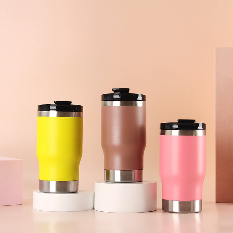 Women's Insulated Travel Mug and Coffee with Stainless Steel Leak Proof Lid Non-Slip Silicone Ring