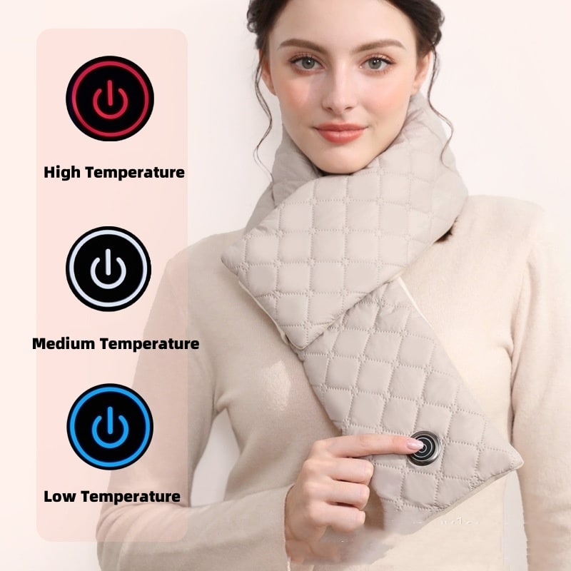Women's Neck Scarf Warmer with Heated Quilted Design and Three Temperature Settings Warm