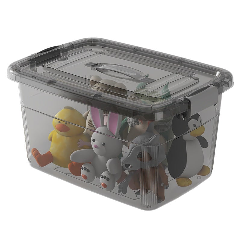 Women's Plastic Storage Bin with Latching Lid Stackable Design and Carrying Handle Totes