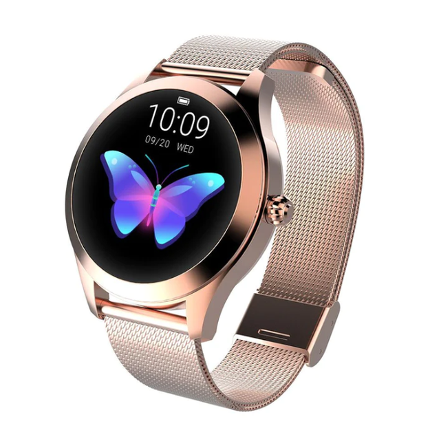 Womens Smartwatch Round Mesh Adjustable Rechargeable Digital Display Ladies