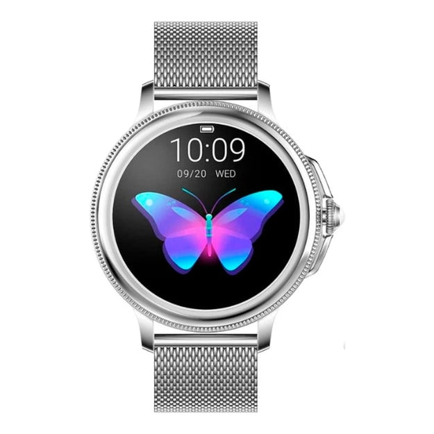 Womens Smartwatch Round Mesh Adjustable Rechargeable Digital Display Ladies