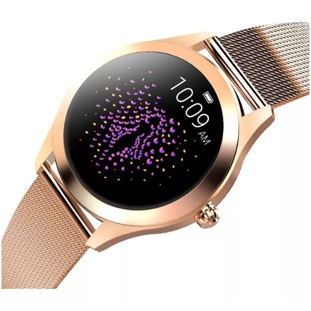 Womens Smartwatch Round Mesh Adjustable Rechargeable Digital Display Ladies