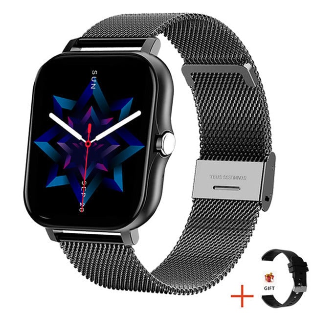 Women's Smartwatch with Fitness Tracking Mesh Metal Band and Touch Screen Display Gps