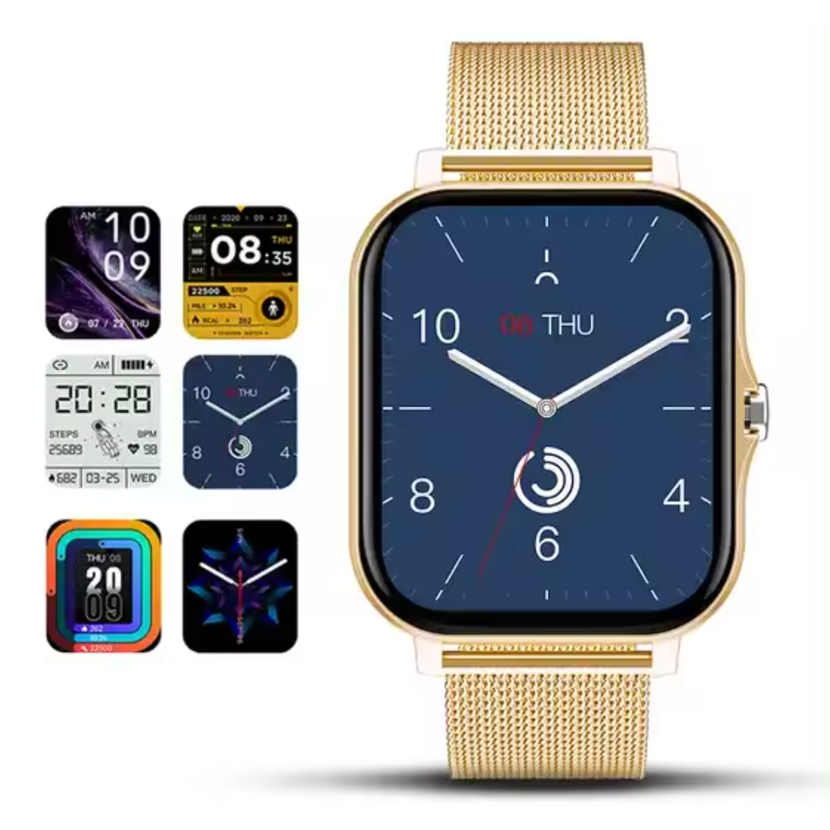 Women's Smartwatch with Fitness Tracking Mesh Metal Band and Touch Screen Display Gps