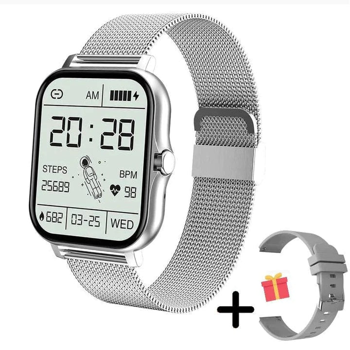 Women's Smartwatch with Fitness Tracking Mesh Metal Band and Touch Screen Display Gps