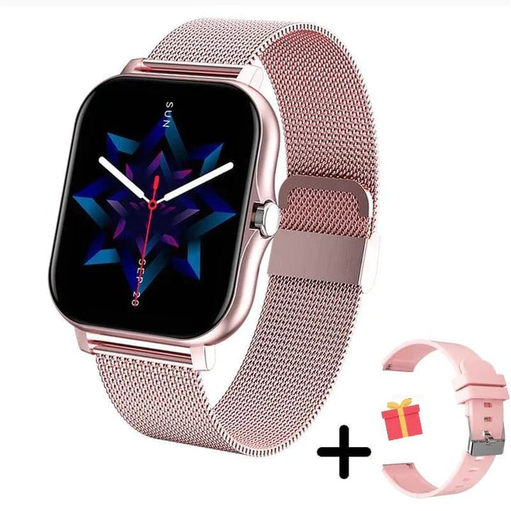 Women's Smartwatch with Fitness Tracking Mesh Metal Band and Touch Screen Display Gps