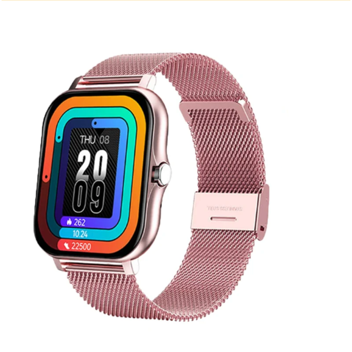 Women's Smartwatch with Fitness Tracking Mesh Metal Band and Touch Screen Display Gps