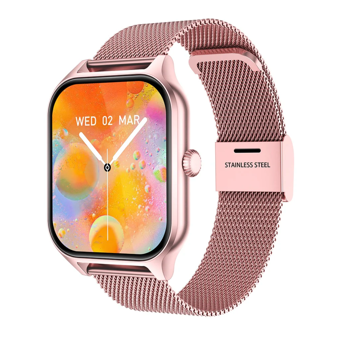 Women's Smartwatch with Fitness Tracking Mesh Metal Band and Touch Screen Display Gps
