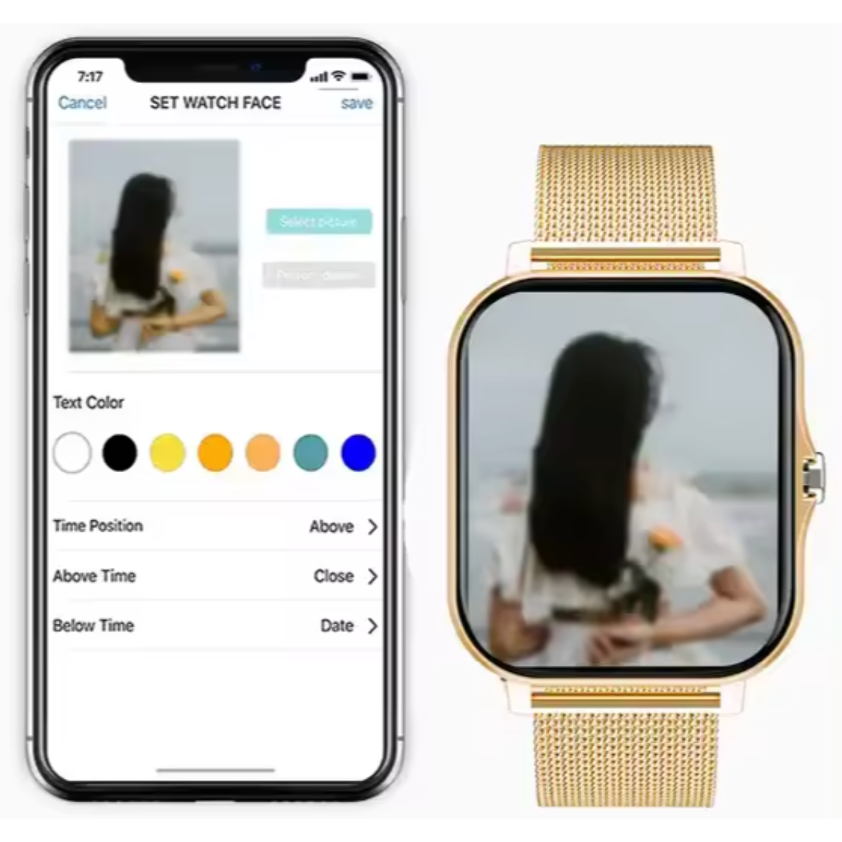 Women's Smartwatch with Fitness Tracking Metal Mesh Band and Slim Profile Design