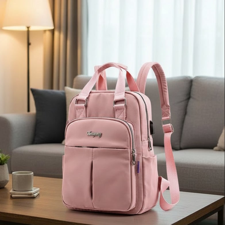 Women's Travel Backpack Purse with USB Charging Port and Nylon Exterior