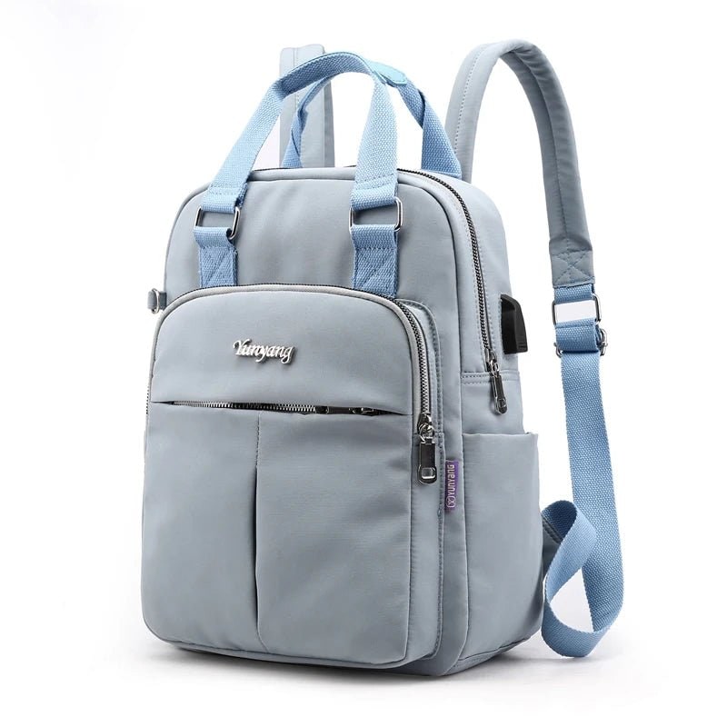 Women's Travel Backpack Purse with USB Charging Port and Nylon Exterior